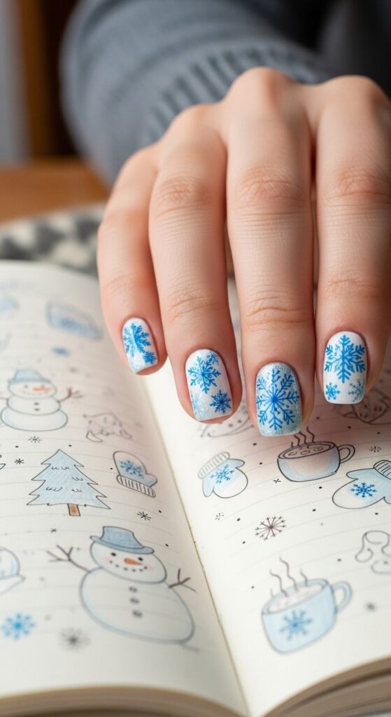 50 Snowflake Nail Design Ideas to Try 39