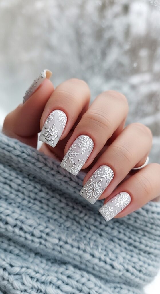 50 Snowflake Nail Design Ideas to Try 44