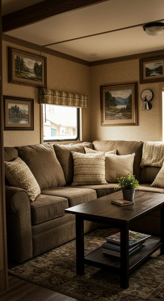 50 Trailer Decorating Ideas for Single Wide Living Rooms 15