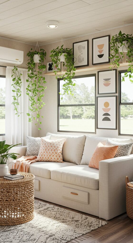 50 Trailer Decorating Ideas for Single Wide Living Rooms 26