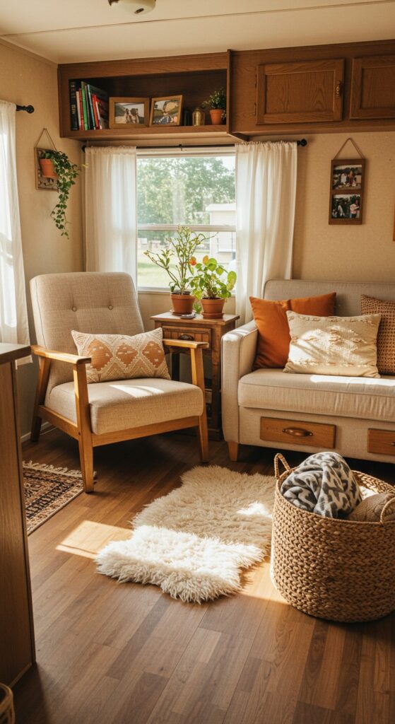 50 Trailer Decorating Ideas for Single Wide Living Rooms 37