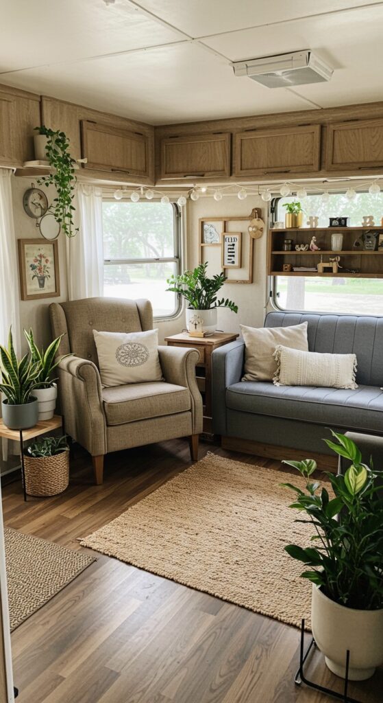 50 Trailer Decorating Ideas for Single Wide Living Rooms 38