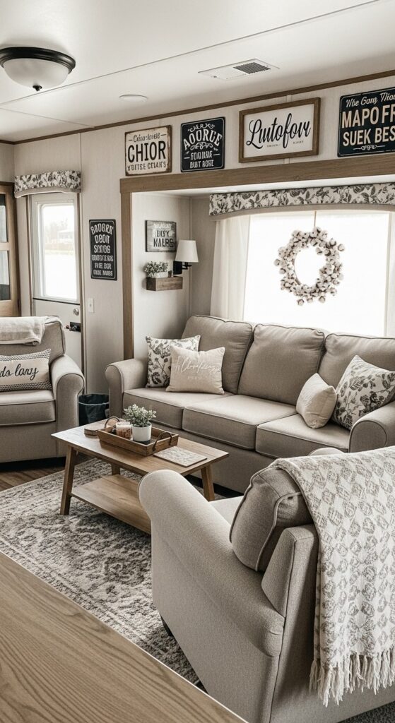 50 Trailer Decorating Ideas for Single Wide Living Rooms 4