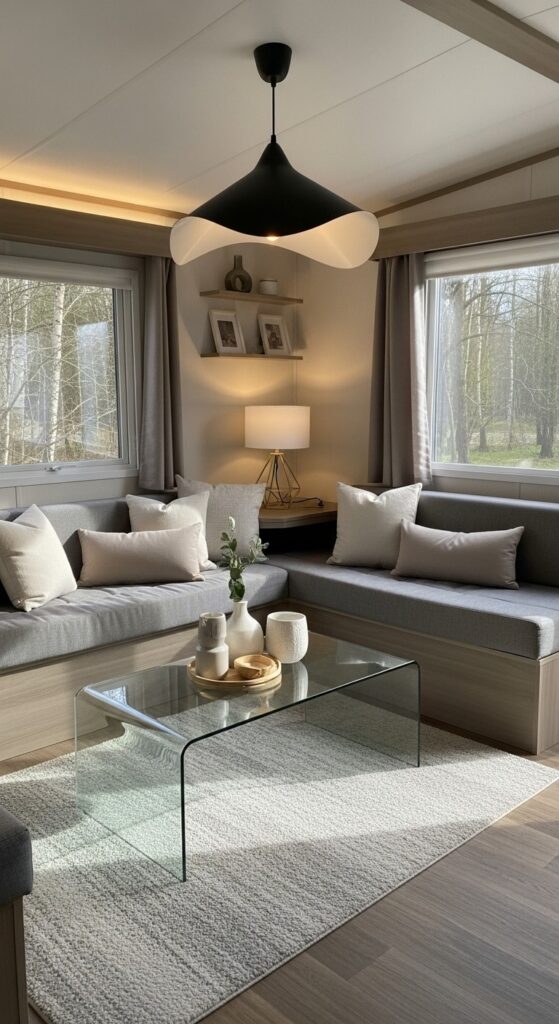 50 Trailer Decorating Ideas for Single Wide Living Rooms 45